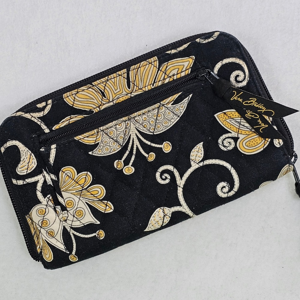Vera Bradley Provencal Quilted Cotton Zip Around Accordion Wallet Yellow Bird‎ - Picture 1 of 6